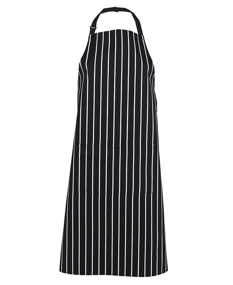Black apron with white stripes on a white background